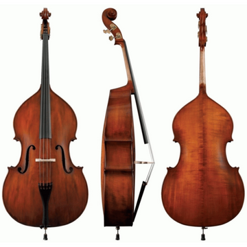 GEWA Bass, Premium Line, Fully Solid, 3/4, Antiqued, Violin Shaped, Arched, Setup