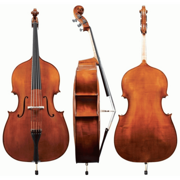 GEWA Bass, Rubner 68M, 3/4, Montagnana Model, Antiqued, Violin Shaped, Arched, Setup