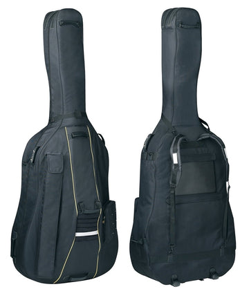 GEWAPURE Double Bass Gig-Bag, Classic BS25, 25mm padding, Wheels, Black (All sizes)