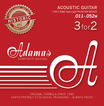 Adamas Acoustic Guitar String 3-Sets, Reissue Phosphor Bronze (All Sizes)
