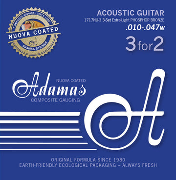 Adamas Acoustic Guitar String 3-Sets, Nuova Phosphor Bronze (All Sizes)