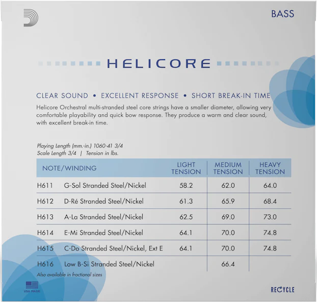 D'Addario Helicore Orchestral Bass String Set