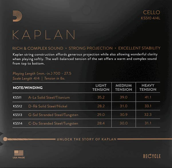 D'Addario Kaplan Cello D String