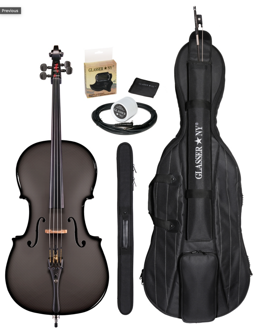 Glasser AEX Carbon Composite Acoustic Electric Cello 4/4 Outfit